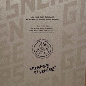 Golden Goose Art Box with Gray and Black Text